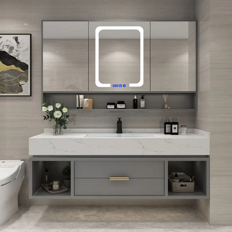 Modern European Luxury Bathroom Vanity Ceramic Basin Building Corner Waterproof Cabinet Environmentally Friendly And Easy To Cle