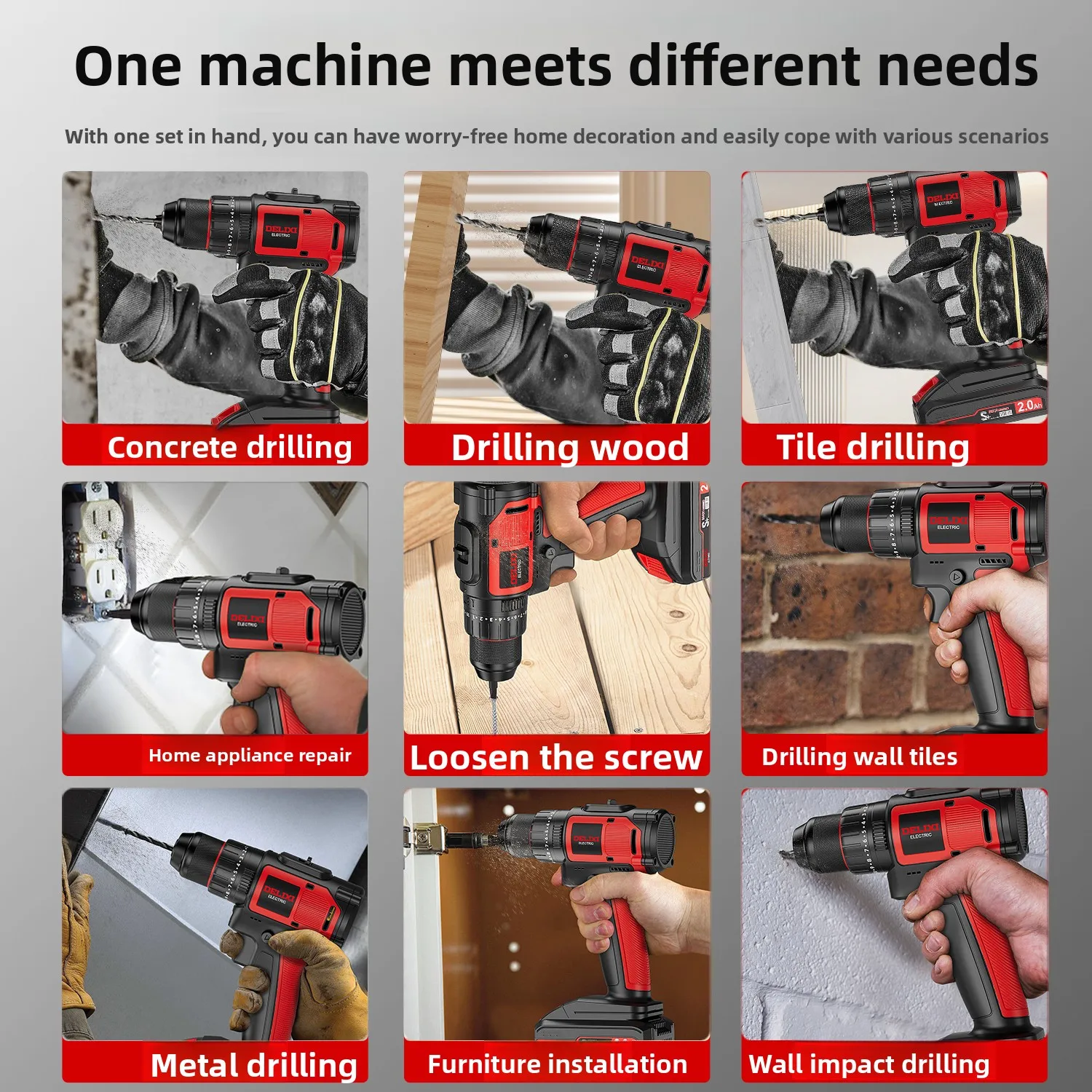 Household Multifunctional Tool Kit Cordless Lithium‑Ion Drill Set Woodworking Drilling Repair Hardware Tools Combo Kit