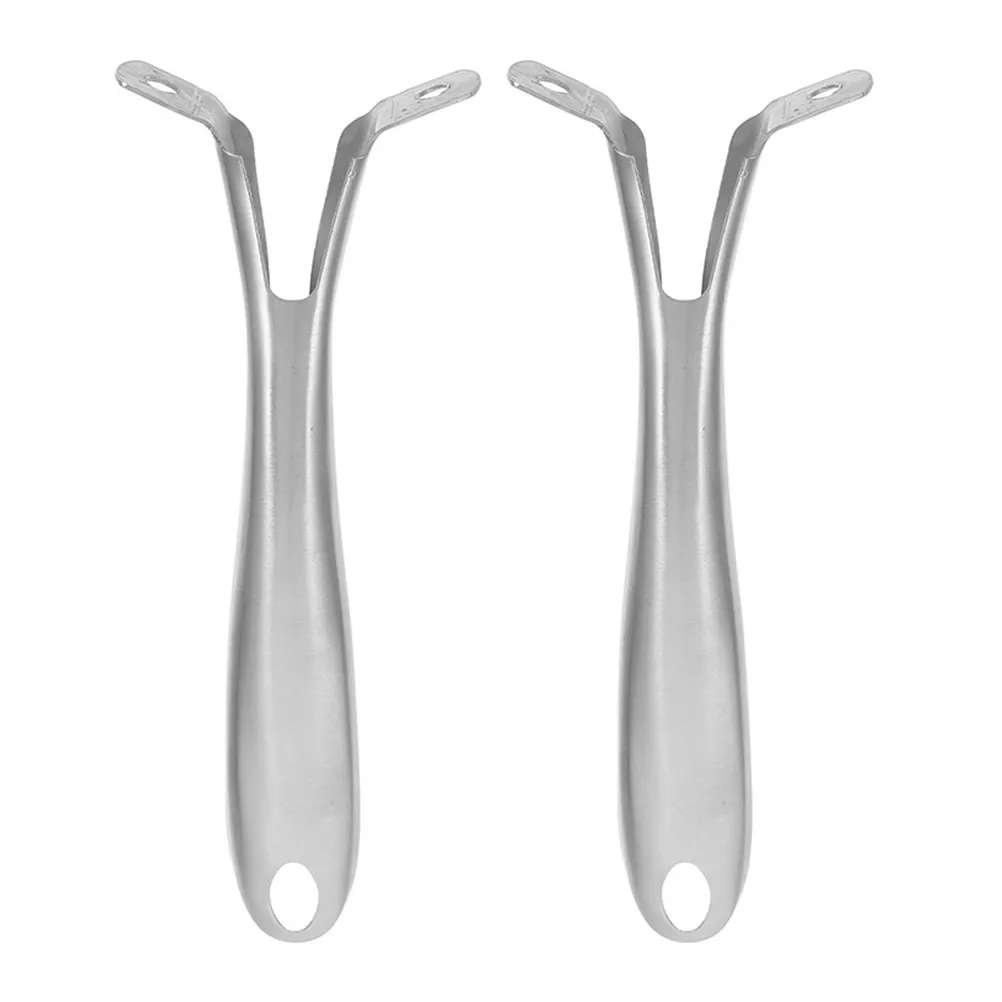 2Pcs Thickened Sandblasted Stainless Steel Pan Handle Replacement Universal Pot Handle Grip Secure Dual Hole Design for Frying