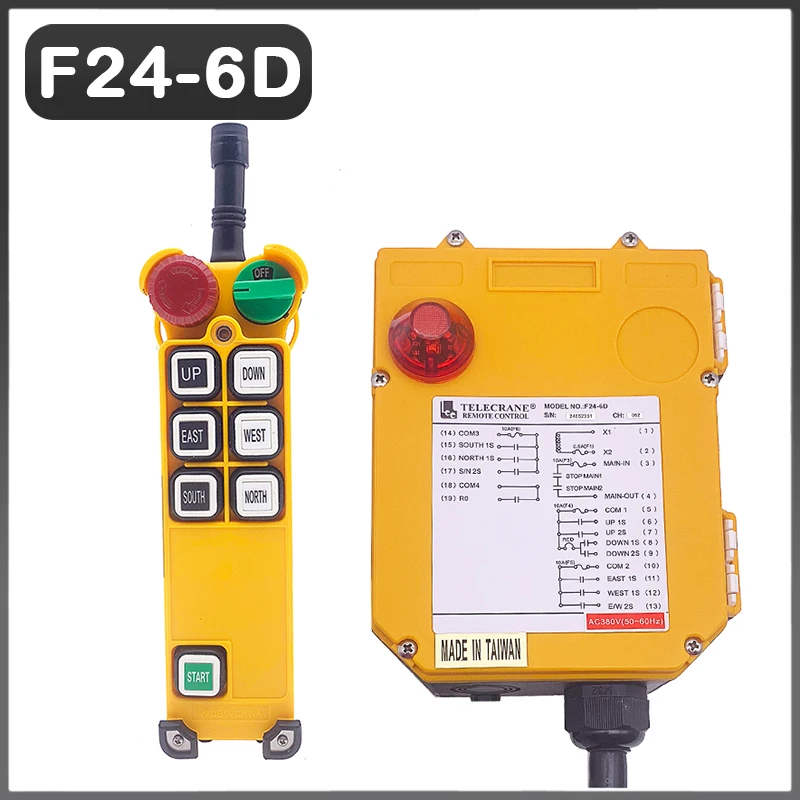 TELECRANE Wholesales New Type Industrial Winch Crane Remote Control F21-6D AC DC 18-65V 65-440V 2PCB for Hoist Crane