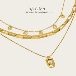 YACHAN Vintage Stainless Steel Gold Plated Pendant Necklaces for Women Statement Charm Choker Waterproof Aesthetic Jewelry