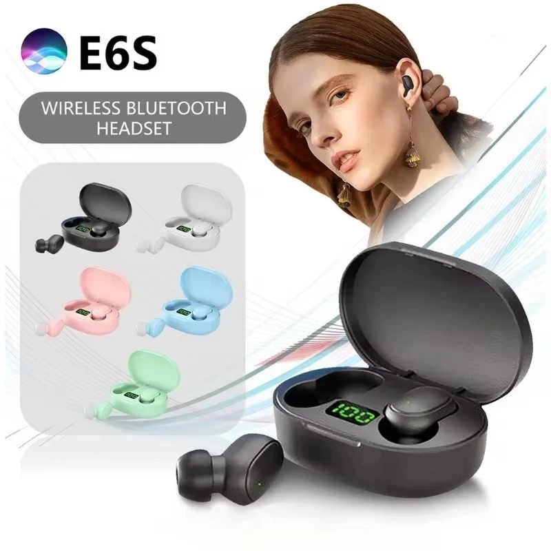 E6S Wireless Bluetooth Earphones TWS Headset Noise Cancelling Earphones with Microphone Headphones for Xiaomi Redmi