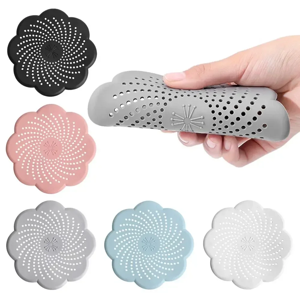 Silicone Floor Drain Cover Flower Shape Mesh Sink Strainer Anti-blocking Hair Clean Up Waste Catcher Kitchen Bathroom Accessory