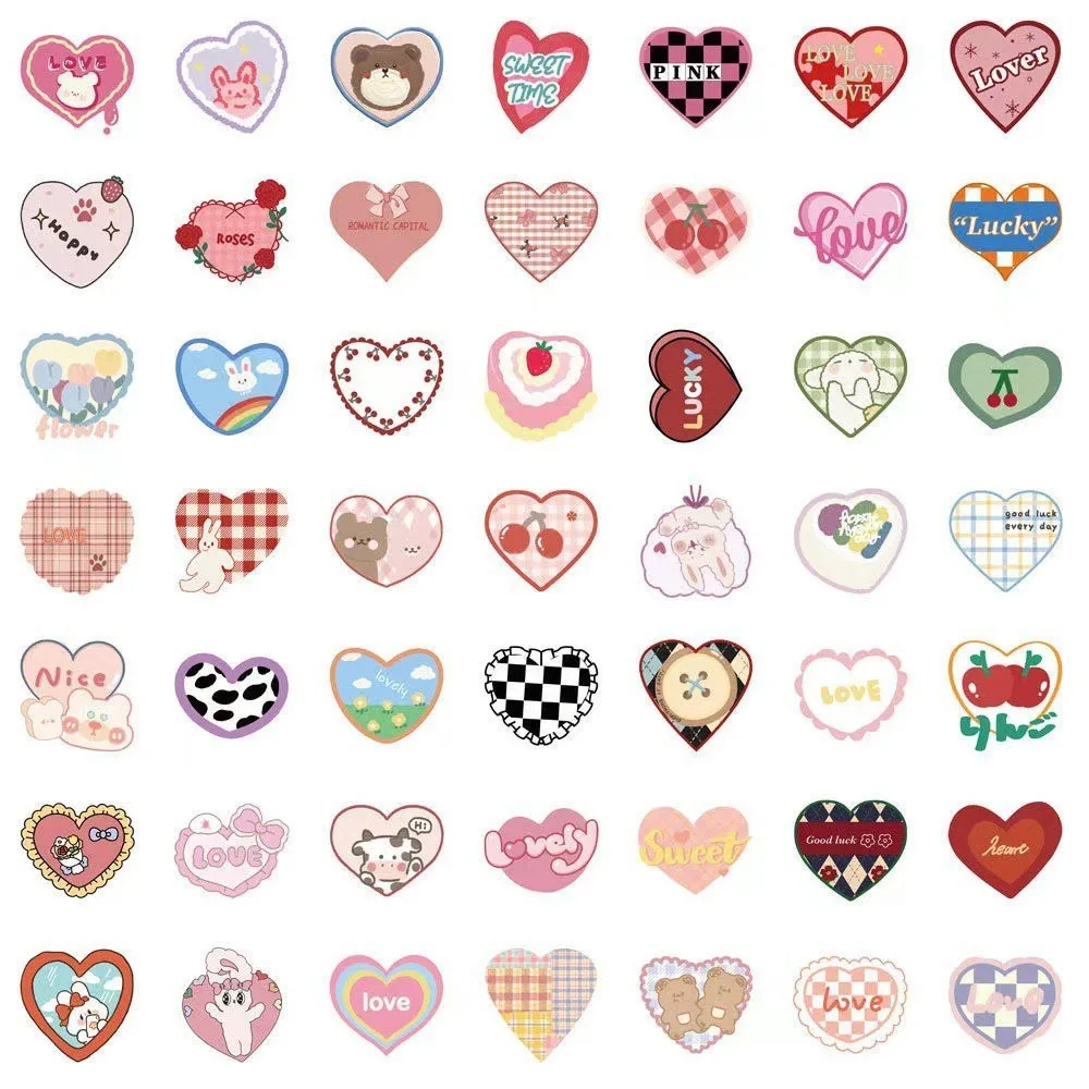 100 pièces mignon dessin animé amour coeur autocollants Kawaii bonbons couleurs autocollants Scrapbooking journal autocollants école bureau papeterie