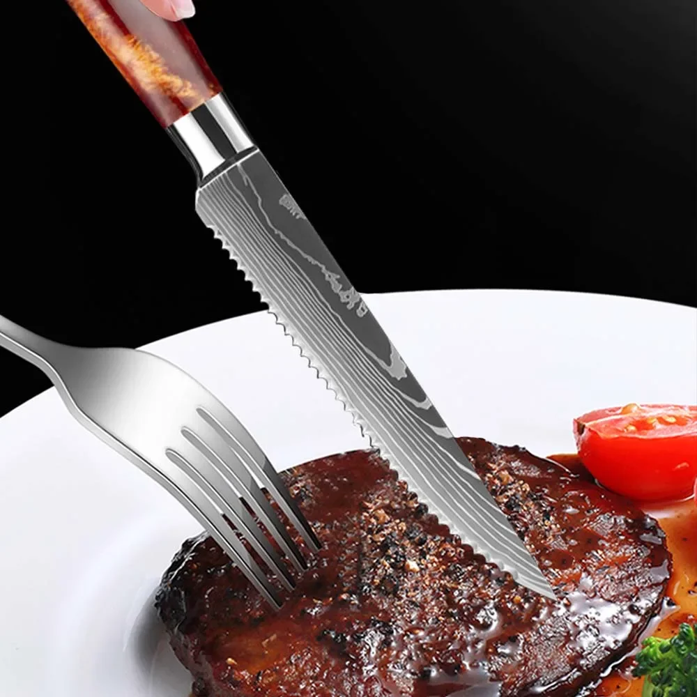 Stainless Steel Steak Knife Cut Meat Fruit Fish Vegetable Slicing Knife Dinner Kitchen Knives Sharp Blade Steak Knives Filleting