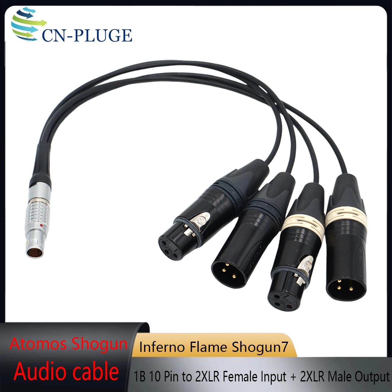 1B 10 Pin to 2XLR Female Input + 2XLR Male Output Audio Cable For Atomos Shogun Inferno Flame Shogun7 Monitor Audio Line Cord