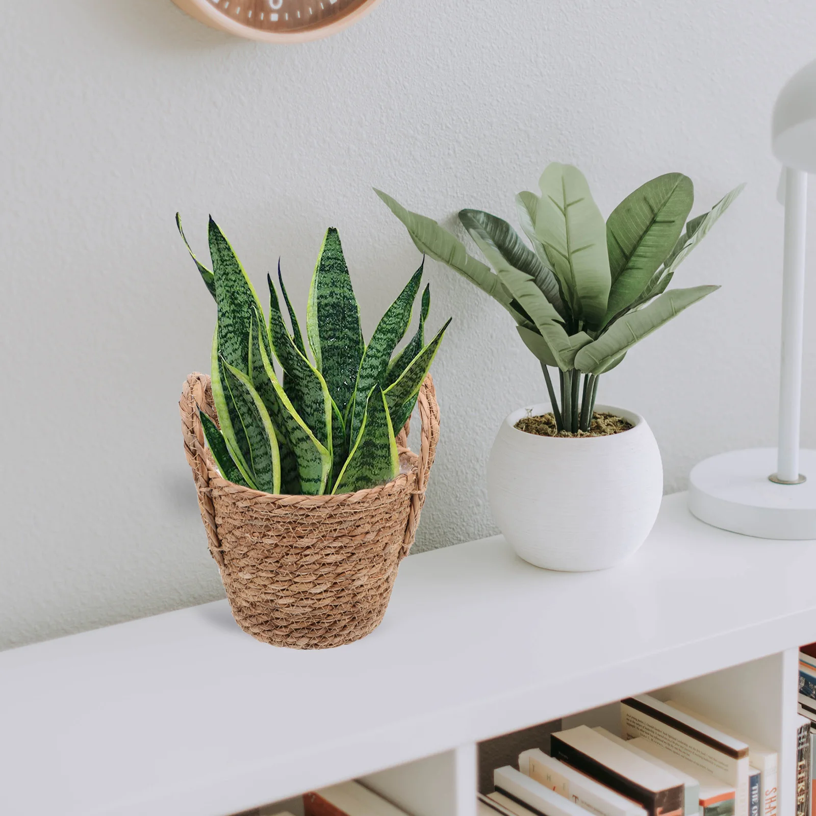 

Decorative Woven Flower Basket Bulrush Material Rustic Plant Pot Container Indoor Outdoor Home Decoration Planter Basket Storage