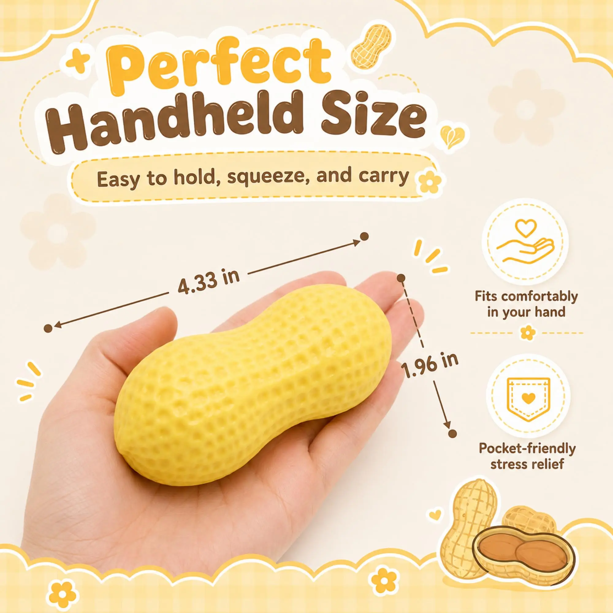 Erdnussförmige Squishy-Spielzeuge, Stressabbau-Tool, weiche Textur, Squishies, Fidget-Mode, Anti-Stress-Geschenk, Geburtstagsgeschenke für Erwachsene – Detail 6