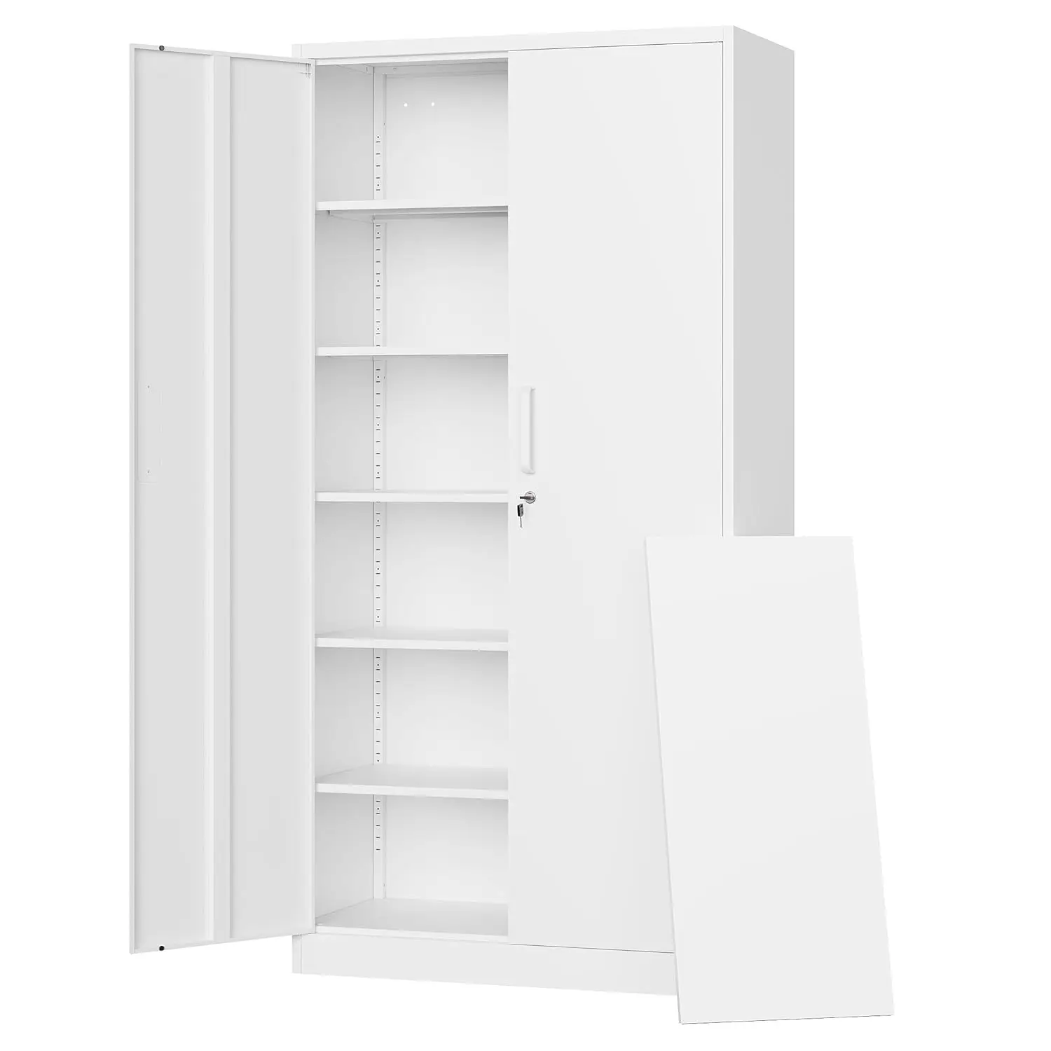 Metal Storage Cabinet Lock Door 5 Adjustable Shelves Steel Locker Garage Home Office Warehouse, Customized