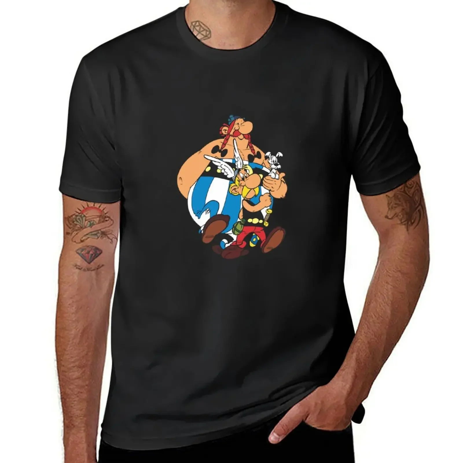 Camiseta con logotipo de asterix y obelix para hombre, Camisa lisa de verano