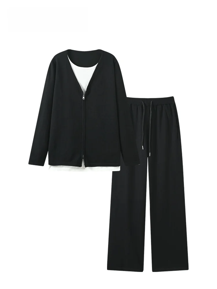 

Повседневная женская одежда больших размеров для колледжа, длинные широкие брюки све, комплект топ-бота, удобная осенняя одежда свободного покроя