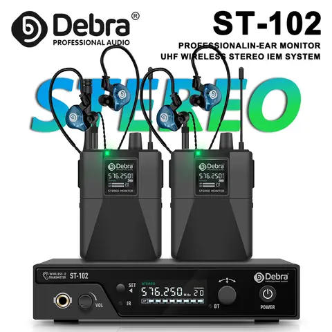ST-102 Professional Stage In-Ear Monitoring System, Stereo/Mono Switching, Bluetooth UHF, Transmission Distance 80-300 meters