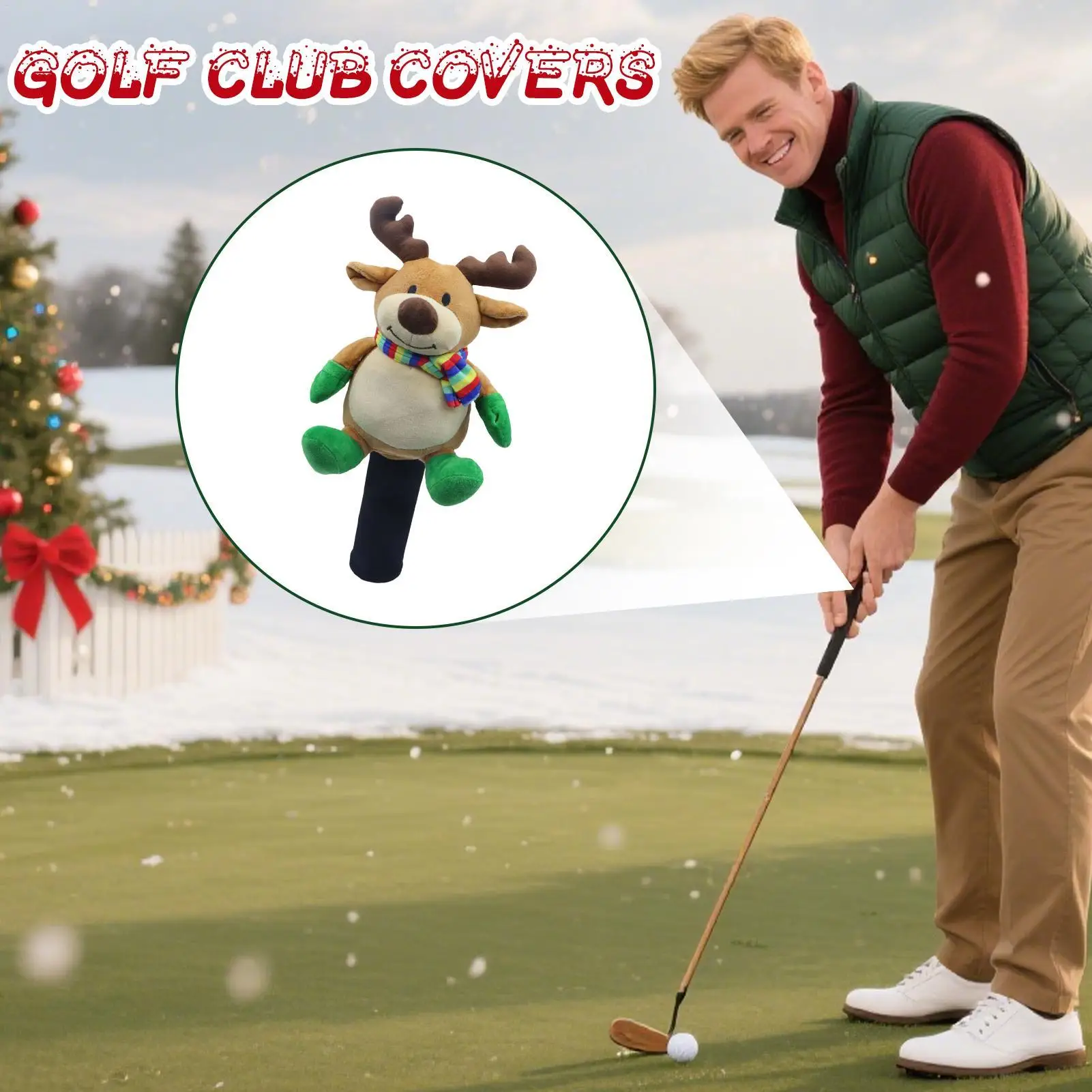 

Чехлы на голову для гольф-клуба Рождественские чехлы на голову для гольф-клуба для леса Симпатичные спортивные аксессуары для молотка Вудс Гибридные повседневные путешествия