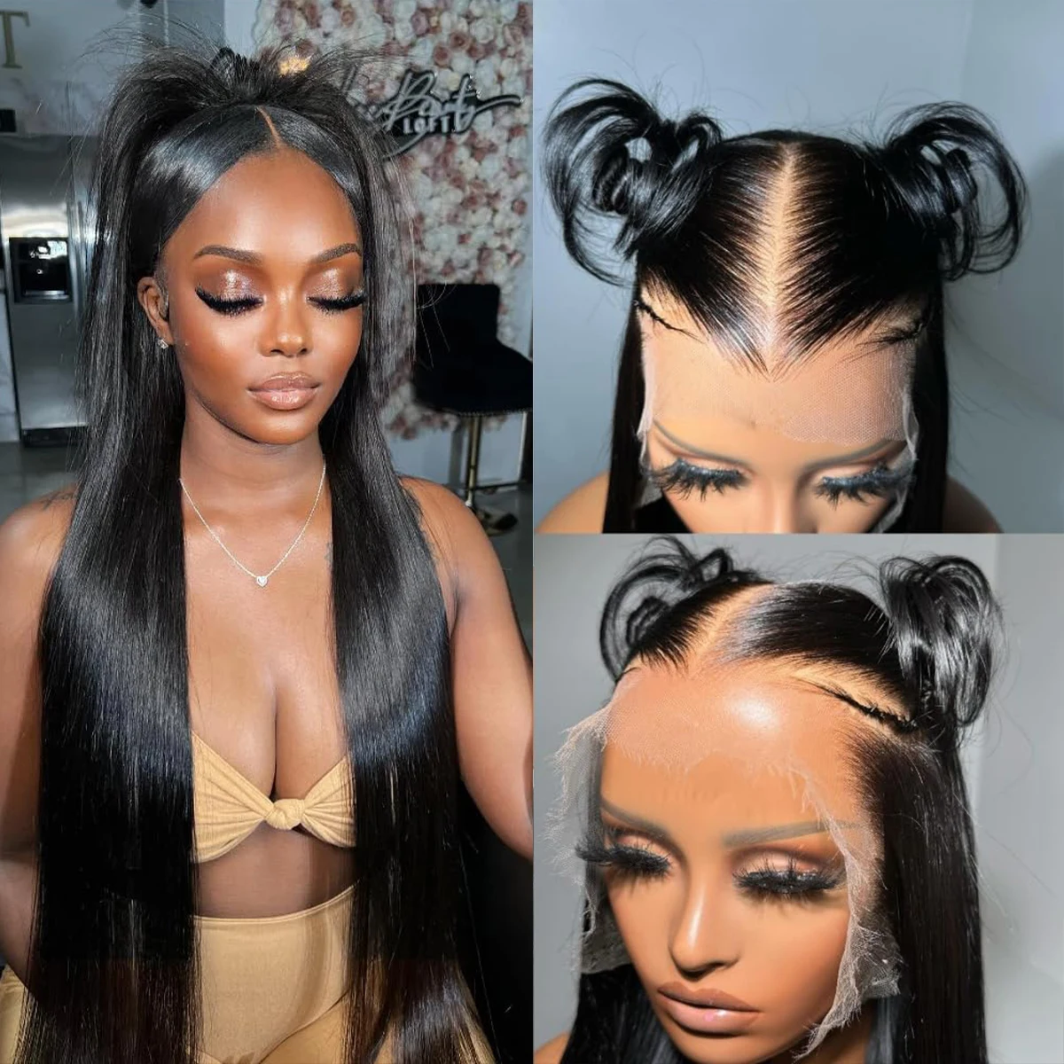 

Bone Straight HD Прозрачный парик фронтальной части шнурка 13x6 Плотность 200 Бразильские человеческие волосы для чернокожих женщин 13x4 HD Парик фронта шнурка