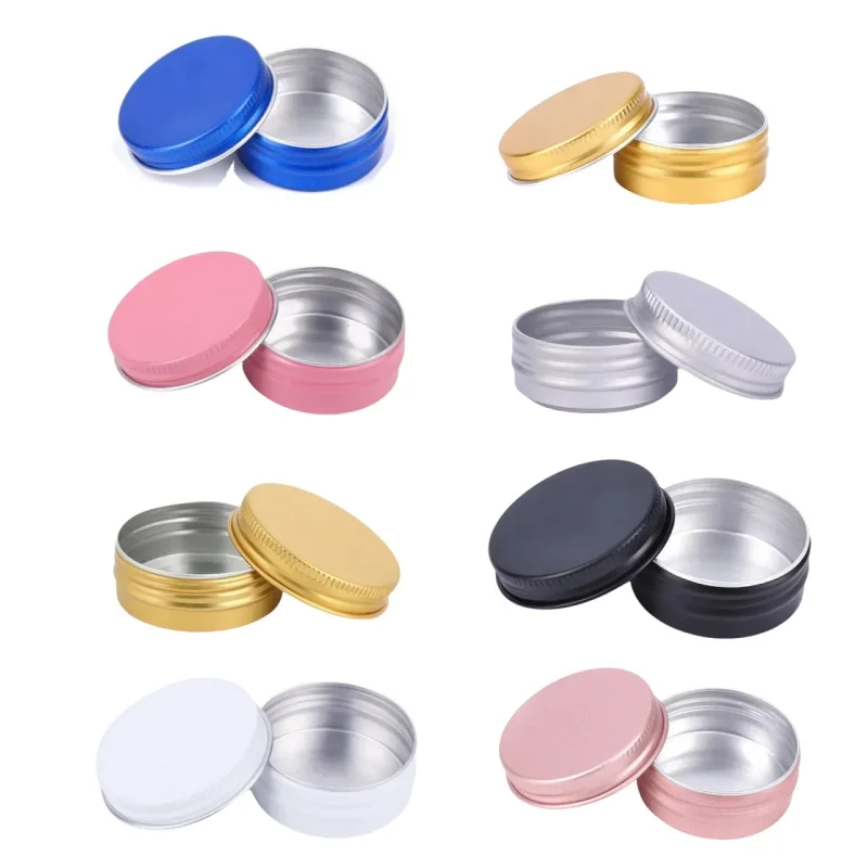 5/10/15/20/30/50/60g Aluminum Box Empty Lids Tin Cans Round Metal Ceam Jar Cosmetic Containers Available in Multiple Colors