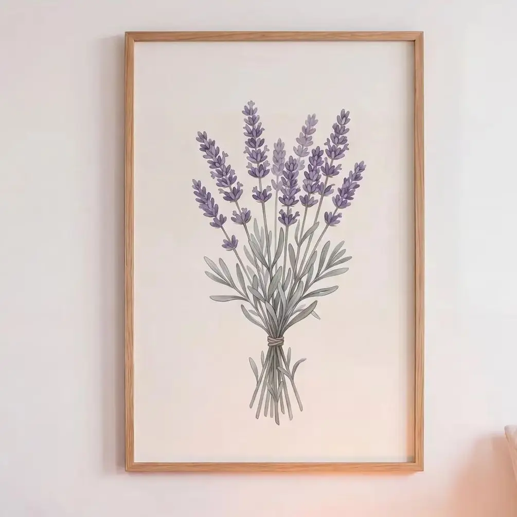 Lavender Print ,Canvas Wall Print,Modern Art Illustration,High‑Grade Home Decoration Artwork for Bedroom,Living Room,Office & In