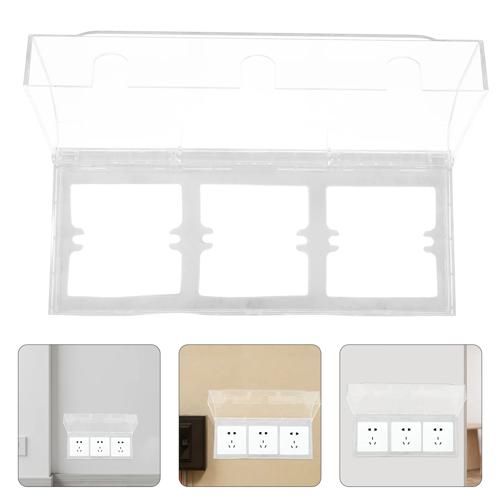 

2Pcs Waterproof Switch Socket Cover Box Triple Splashproof Protective Design for Bathroom Kitchen Electrical Socket Guard