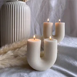 Stampo in Silicone per candele a forma di U-Design ad arco a righe gesso, resina e artigianato in cera-decorazione per la casa e produzione di accessori