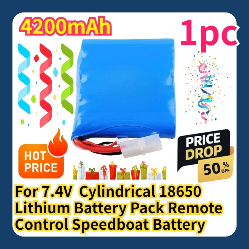 

For 7.4V 4200mAh Cylindrical 18650 Lithium Battery Pack Remote Control Speedboat Battery