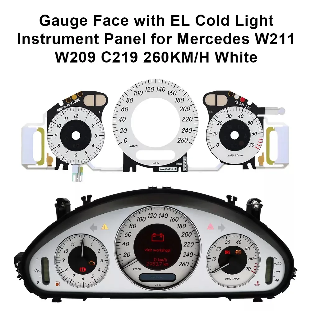 

Gauge Face with EL Cold Light Instrument Panel for Mercedes W211 260KM/H White