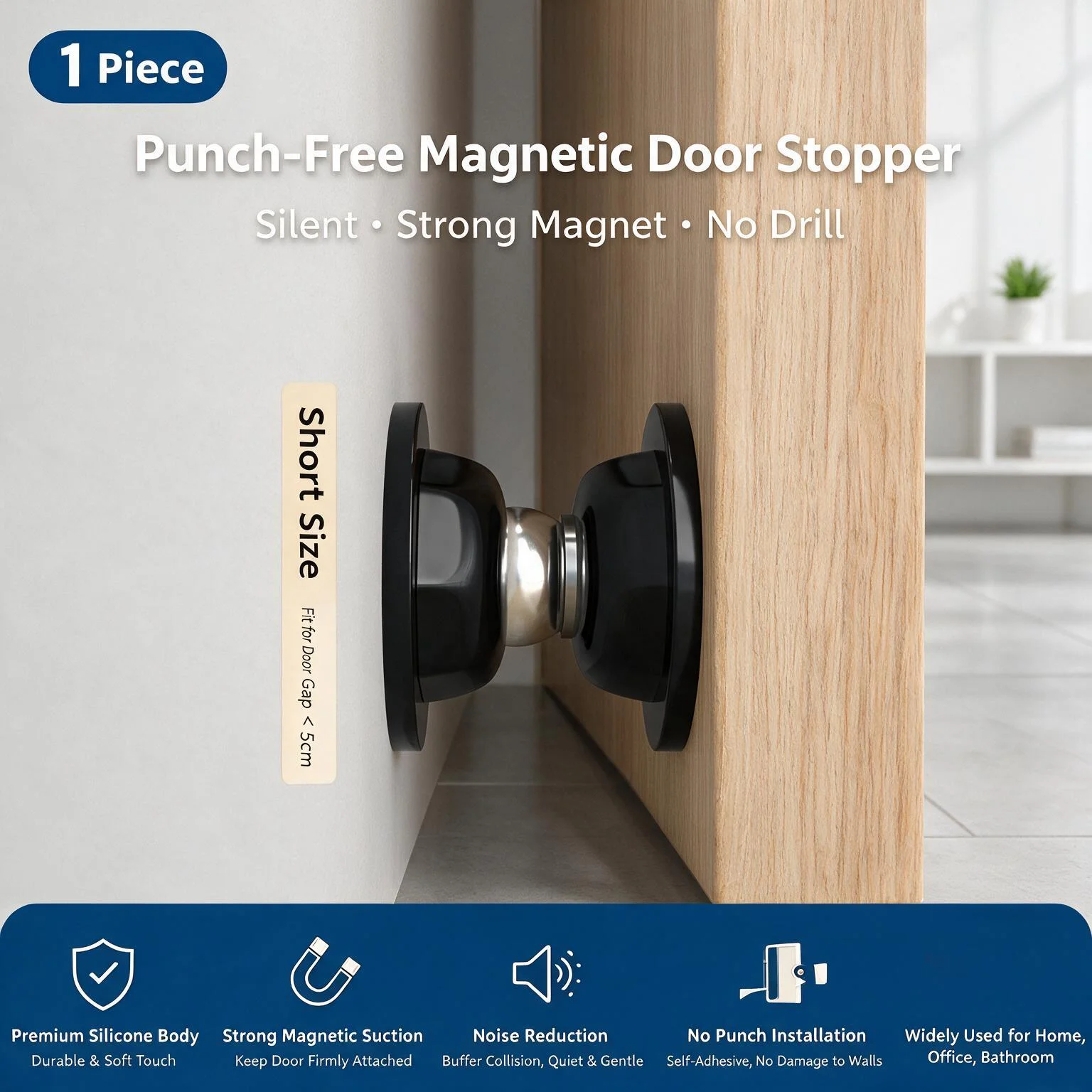 Strong Magnetic Mute Silicone Door Stopper Touch‑Sensitive Anti‑Collision Door Suction for Hotel Household Room Door Hardware