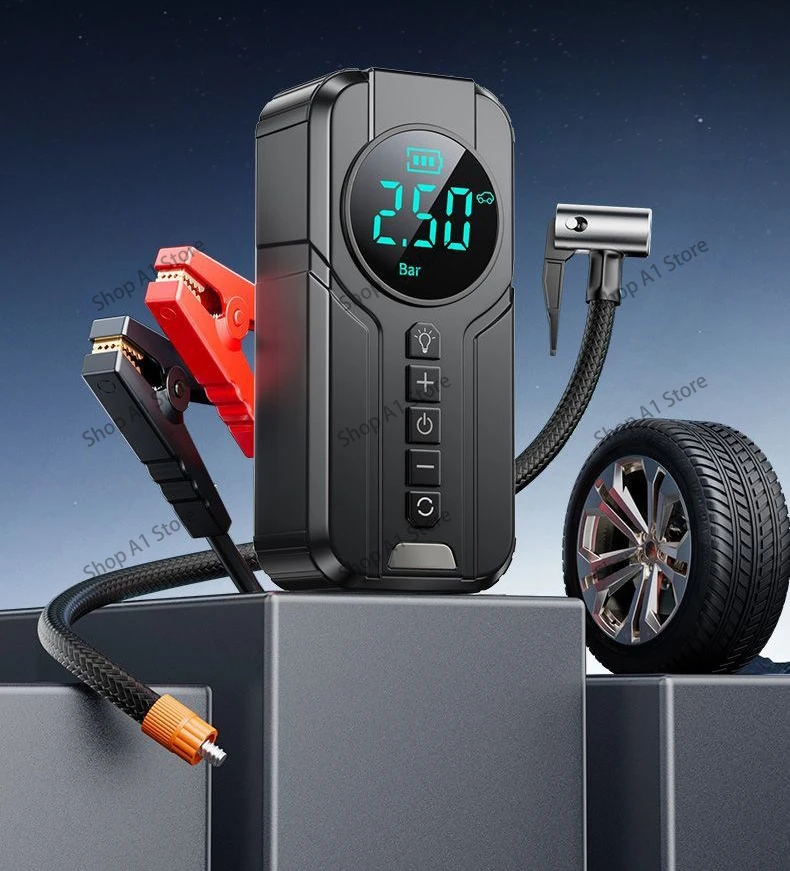 Multifunctional Car Jump Starter with Air Compressor - Portable Battery Charger & Power Bank for Emergency Start