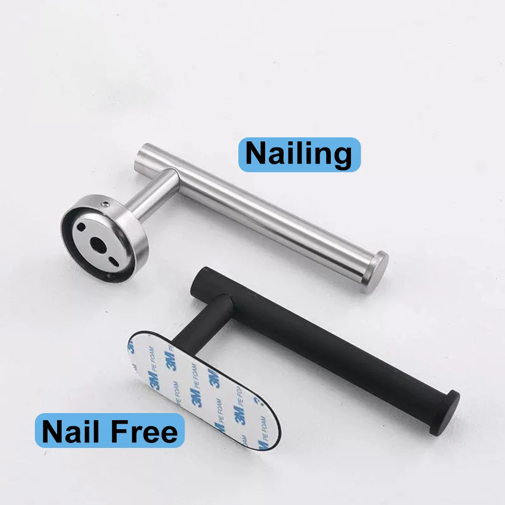 Luxury Adhesive Toilet Paper Holder Stainless Steel Wall Mount Nail-free Tissue Towel Roll Storage Hanger Rack Bathroom Kitchen