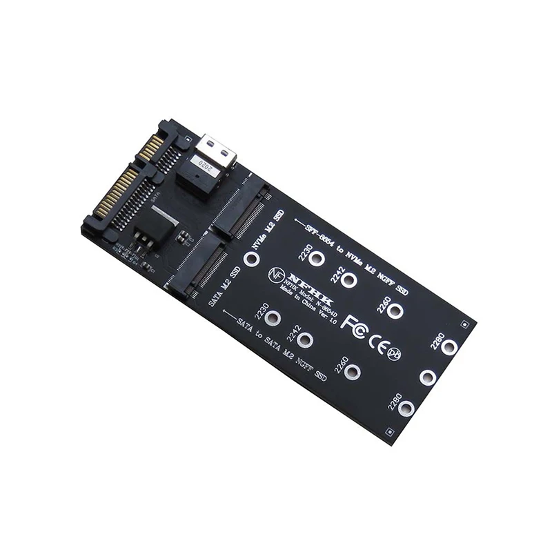 

M2 SSD Adapter NGFF M.2 SATA SSD to SATA3.0 6G Adapter M2 NVME SSD to SFF-8654 Converter Riser Board Expansion Card for Computer