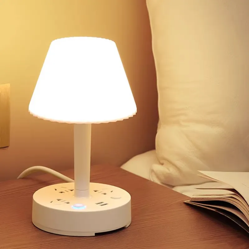 

Multifunctional Eye Care LED Bedside Lamp with Socket Stepless Dimmable Warm Cool Light for Home Bedroom Desk Decor