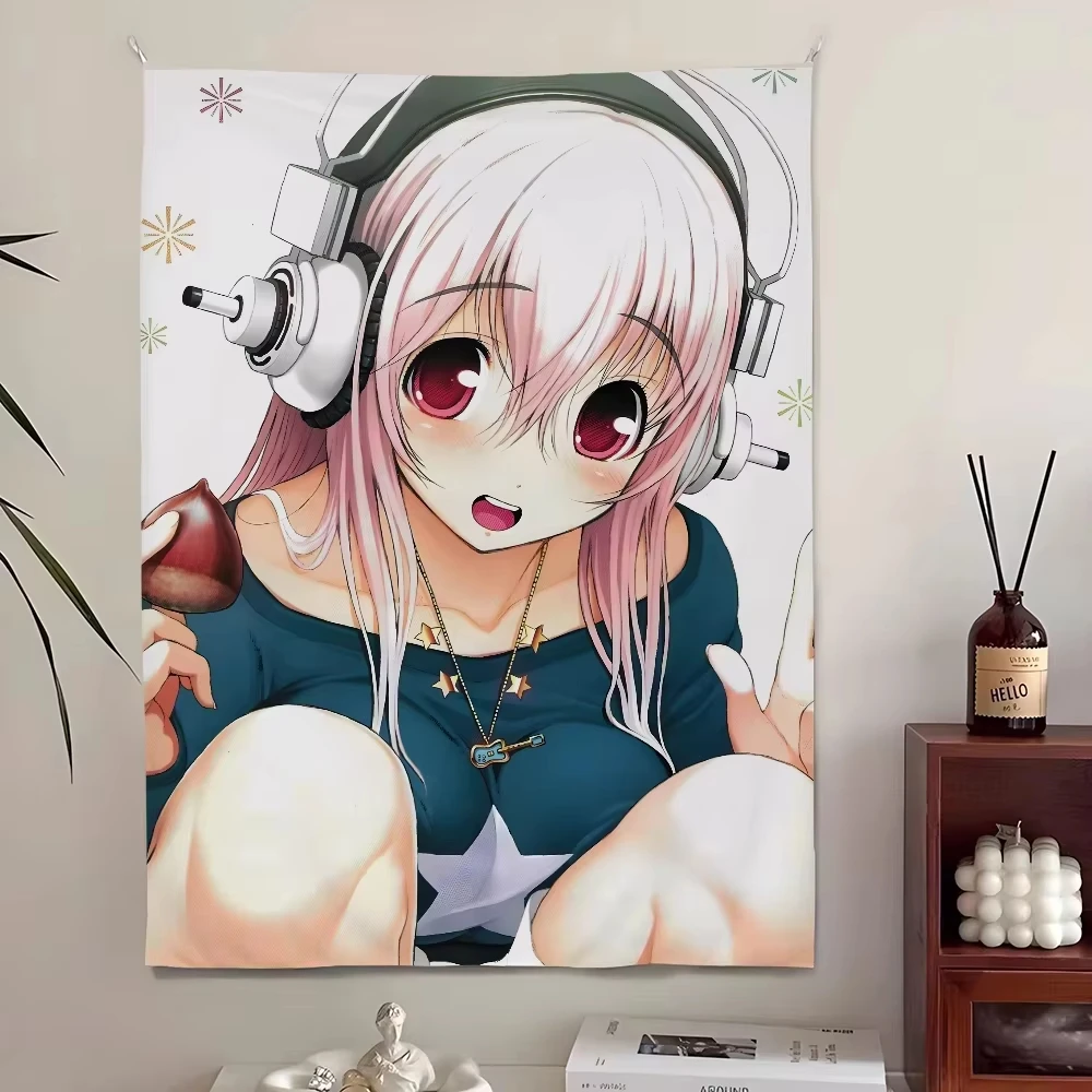 Cosplay-Inspired Bedroom Decor Tapestry, Soniko Nurse Character Art for Themed Fan Room Wall Hanging