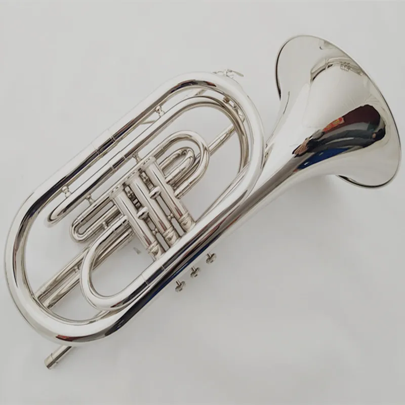 

Hooqu BB Brass Alto Trombone Nickel Silver Alloy Band Instrument Descending Marching Bass Horn Plastic Brass Made for Musi