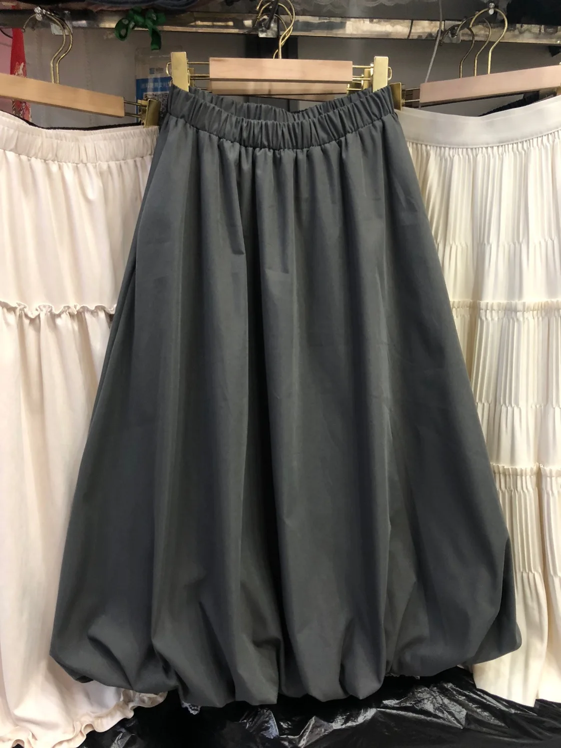 

ey Flower Bud Long High Waist Casual Skirt for Women with kets plus Size Dra Slimming Versatile Autumn Faion