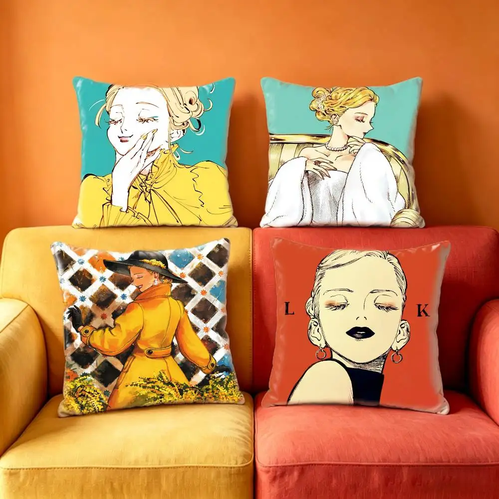 V-Veil Emma Anime  Pillow Case Sofa Living Room for Bedroom car Headboard Backrest Cushion Square Cushion Nap Time