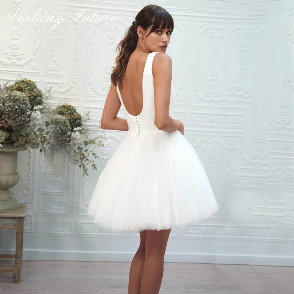 Robe de mariée courte en tulle pour femme, mini robes de mariée en pansement, simple, patients, quelle que soit la robe de mariée, fibrees A-ligne, 2024