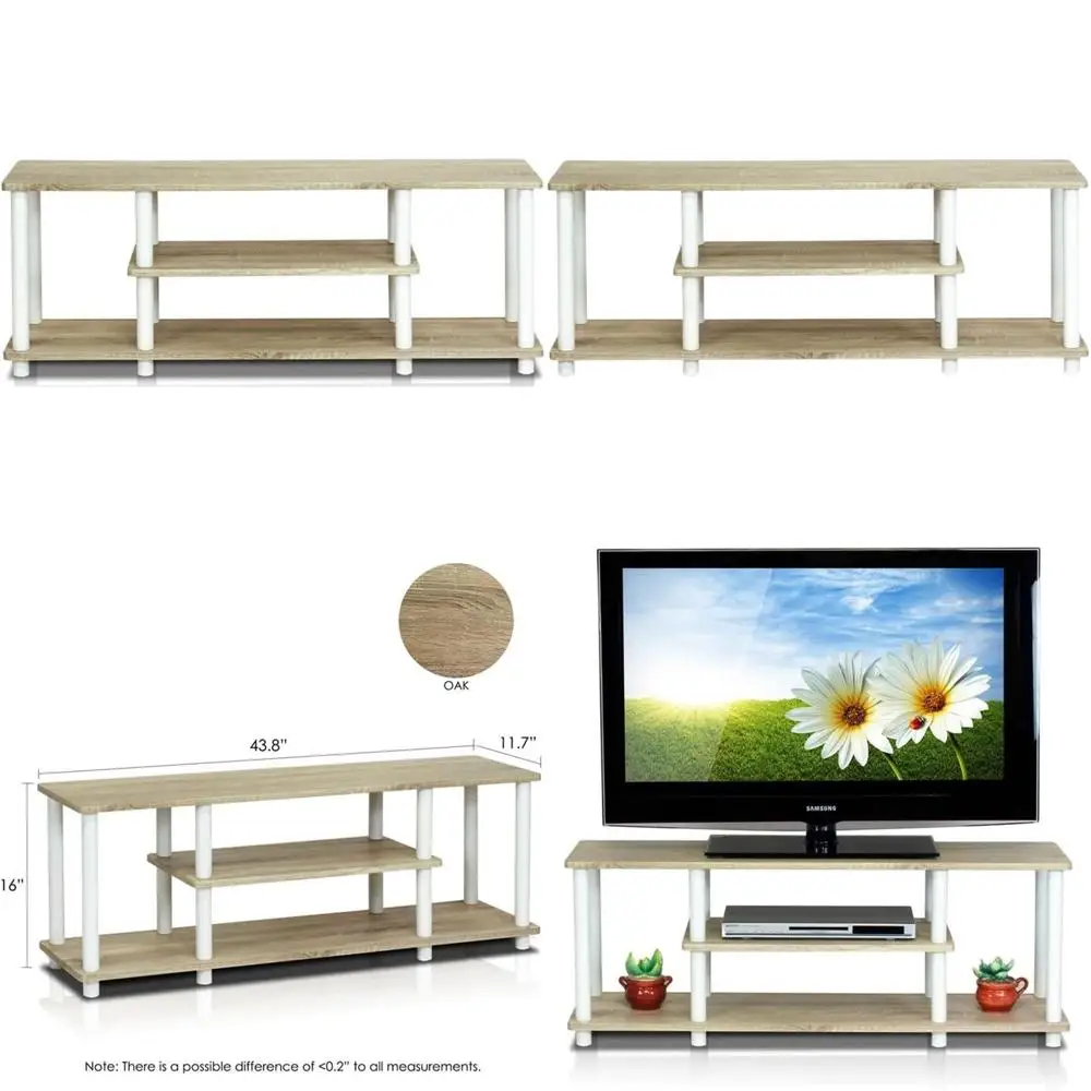 

Тумба под телевизор из дуба и белого дерева для развлечений, подходит для телевизоров с диагональю до 50 дюймов.