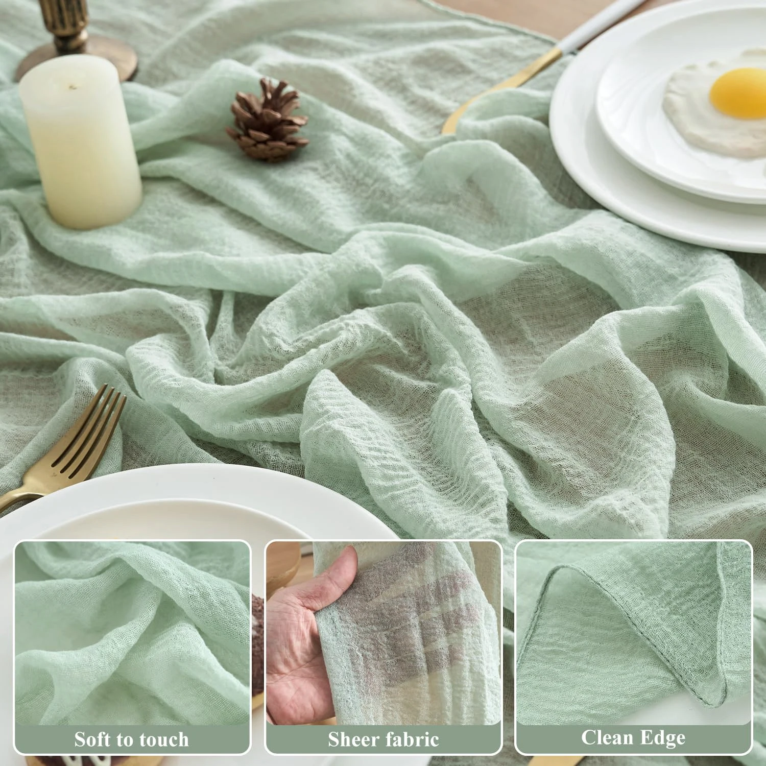 10 шт., марлевая скатерть, шалфейная зеленая скатерть в стиле бохо, марлевая скатерть для свадьбы, детского душа, декор, день Святого Валентина, день рождения