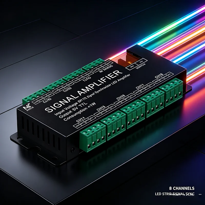 8 Channels  LED Controller SPI TTL Signal Synchronizer LED Amplifier  for  WS2811/2812B/1903  DC 5V-24V Input
