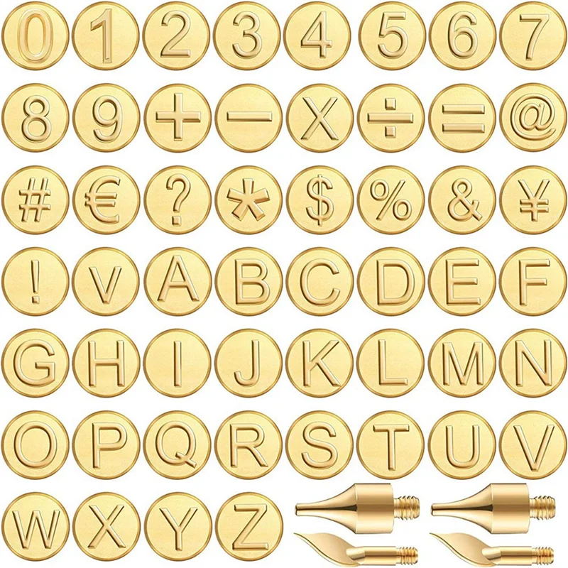 

56 Pieces Wood Burning Tip Letter Wood Burning Tip Set Including Alphabet Number for Wood Craft DIY Embossing Carving