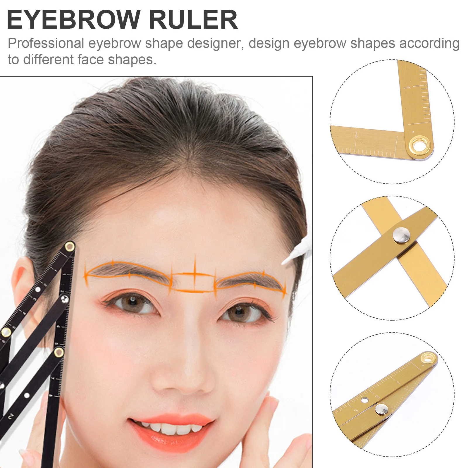 

Ruler Microblading Tool Metal Measuring Scale Positioning Makeup Eyebrow Drawing Practical Lightweight Portable Professional