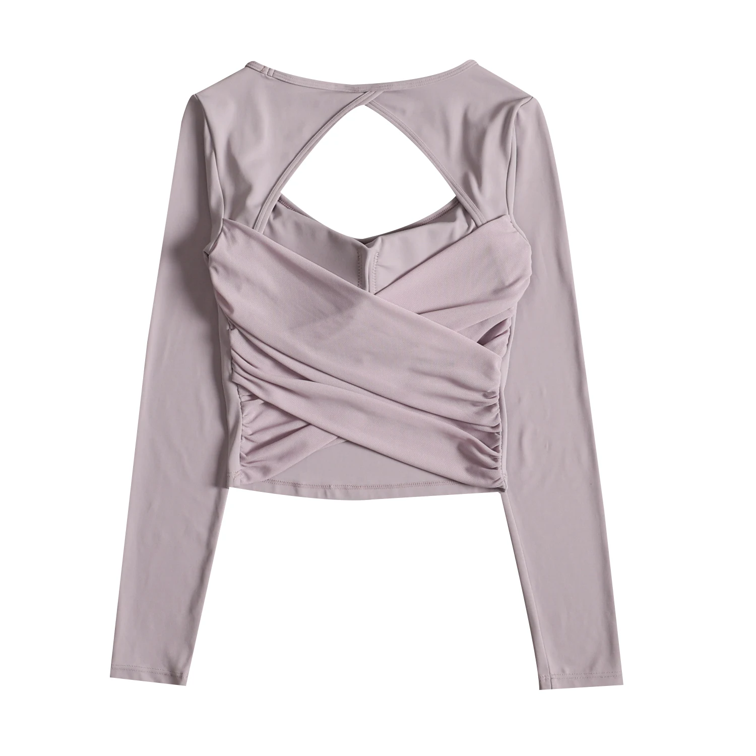 Yogakleding met holle rug, dames herfst alles-in-één hardlooptrainingtop met lange mouwen, modieuze afslankende sport-fitnesskleding