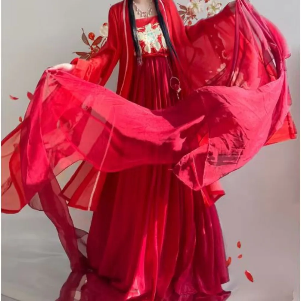 Vestido Chino Tradicional Coat + Kezi Dress Red. Hinese Tang Dress Dancer Ancient Chinese Costumes for Women