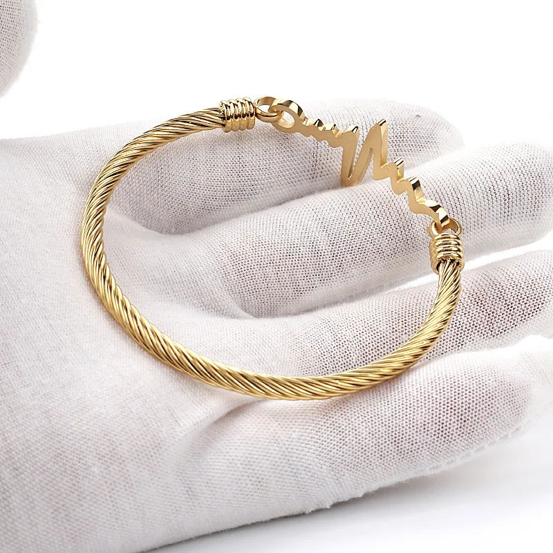 Europe and the United States Stainless Steel Electrocardiogram Bracelet Men and Women Trend Bracelet