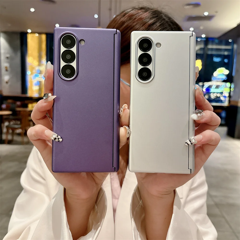 

Сплошной цвет чехол для Samsung Galaxy Z Fold 7 6 5 5G Защитный чехол для телефона с шарниром оси ПК Hard Shell Fold7 Fold6 (только задняя крышка)