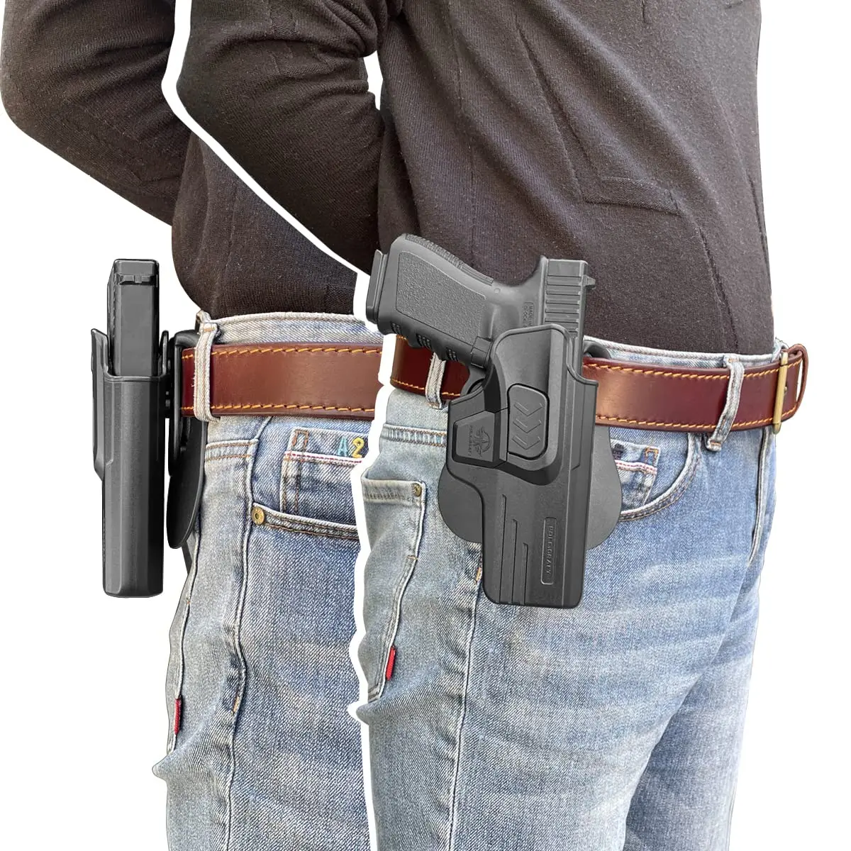 Glock 43 Holster OWB Paddle Holsters for Glock 43 / Glock 43X, Outside Waistband Open Carry Polymer Holster with Safety Lock image 6