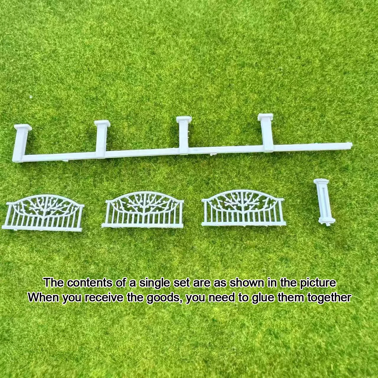 12cm N Scale Model Fence 1/150 white plastic fence dollhouse decorative Landscape model train layout