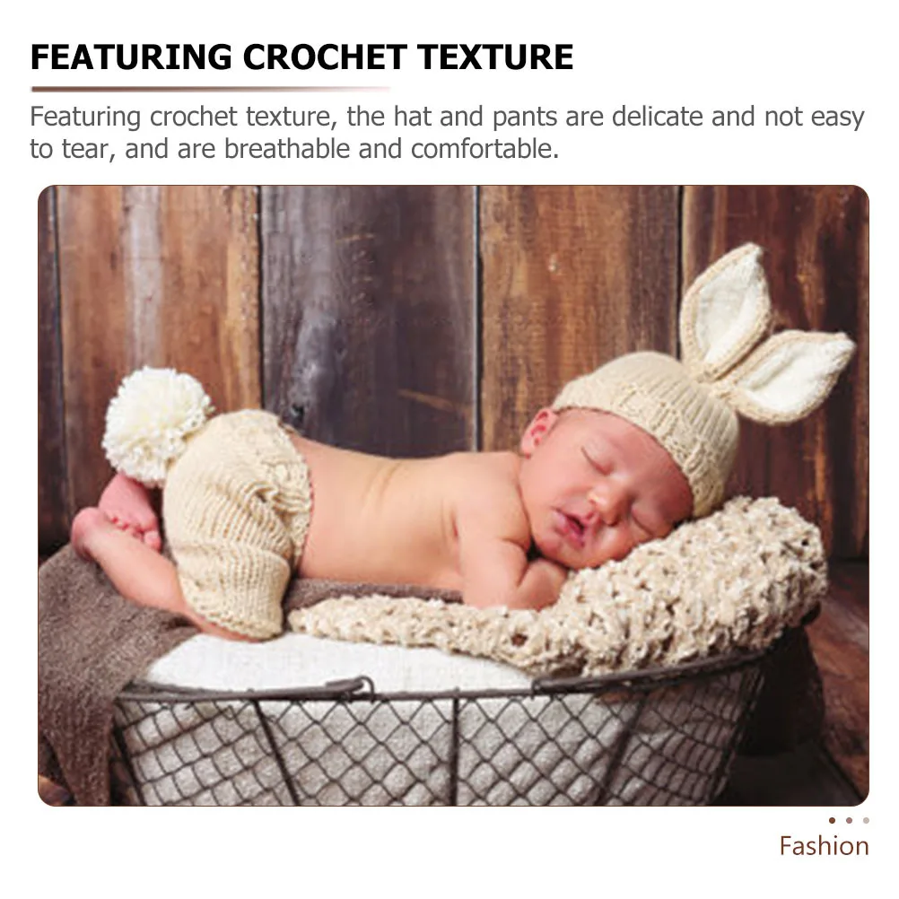 

1Set Baby Sweater Outfit Newborn Crochet Bunny Pants Hat Photography Props Infant Newborn Photoshoot Baby Photo Shoot Props