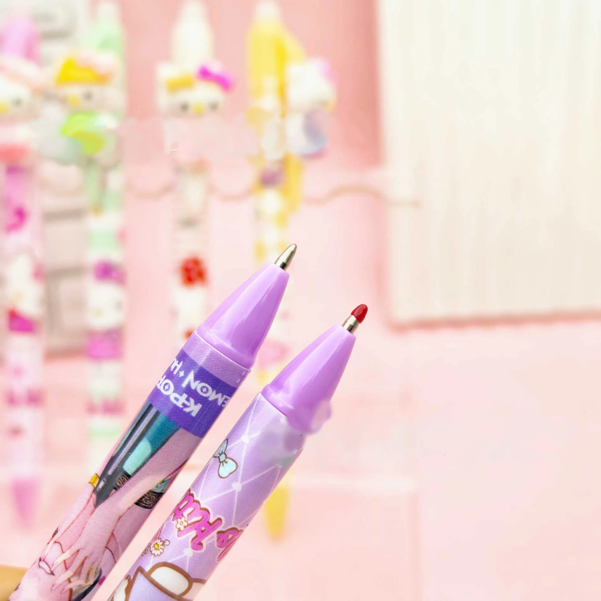 Zufällige Auswahl 3/6 Stück Hello Kitty Cartoon 0,5mm Radierbarer Blauer Stift Kawaii Hellokitty My Melody Signaturstift Schreibgerät für Schüler