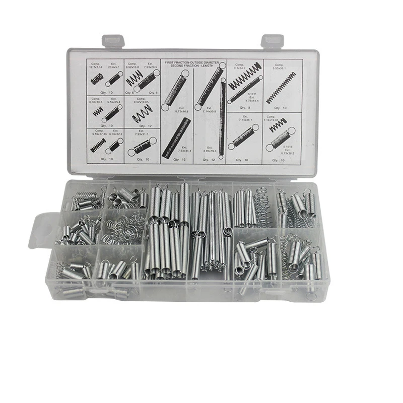 Spring Assortment Set 200 PCS Extension and Mechanical Compression Spring  in Box 20 Size Springs Hardware Tension