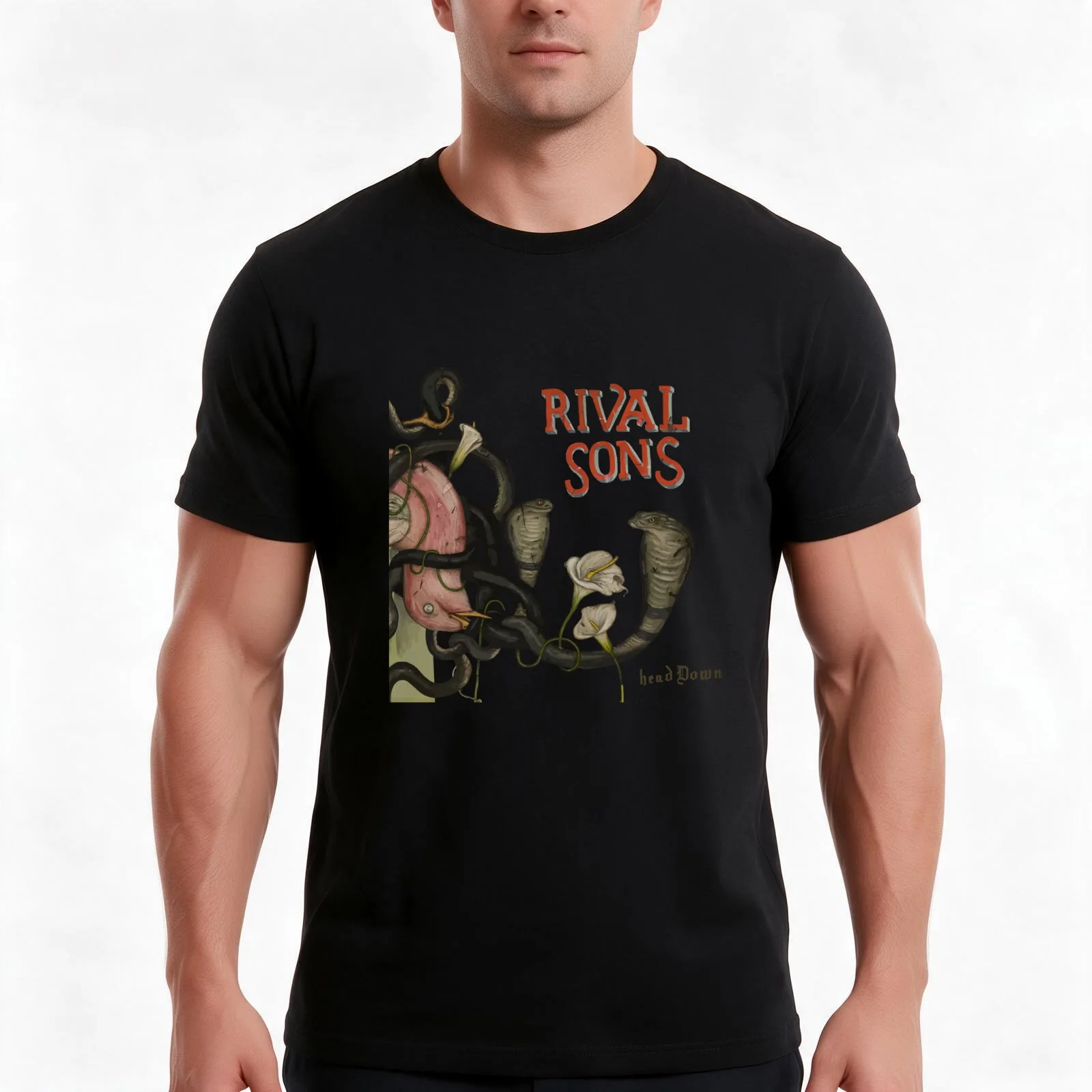 BowersJ Rival Sons Head Down T-Shirt Summer Casual Cotton Tee Oversized Streetwear Tops Vintage Graphic Print 100% Cotton