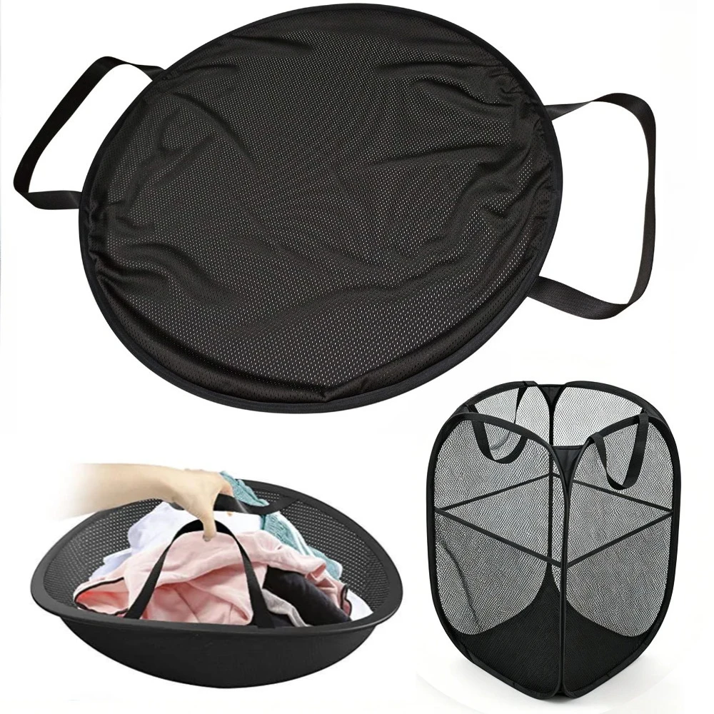 Foldable Laundry Basket Made of Fine Nylon Material Space Saving Storage Solution for Dirty Clothing Home Bathroom Laundry Room
